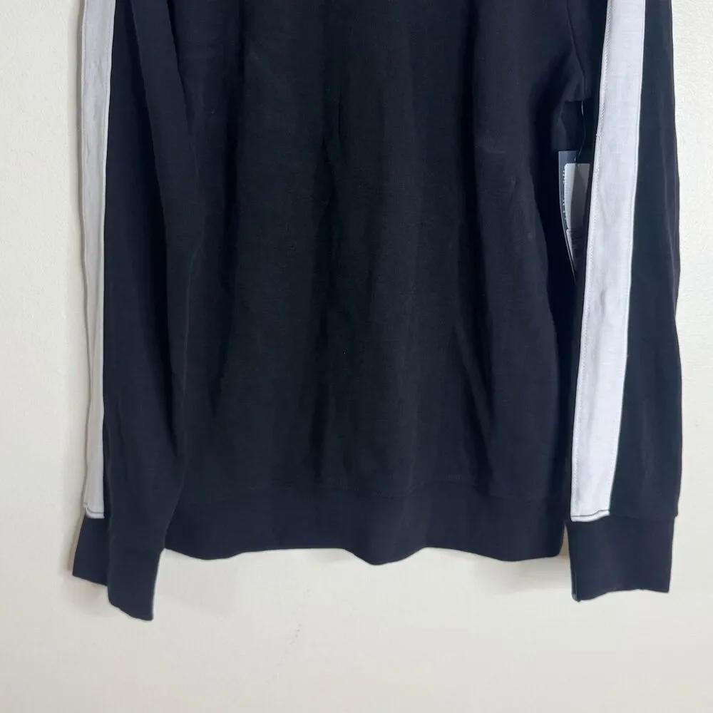 True Religion Sweater Mens 2XL Black White Contrast Stripe Crew Logo M18SF242K2G